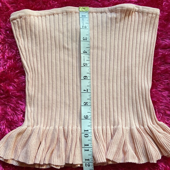 Pink Color Knit Stretchy Ribbed Ruffle Tube Top Size Small - Picture 13 of 15